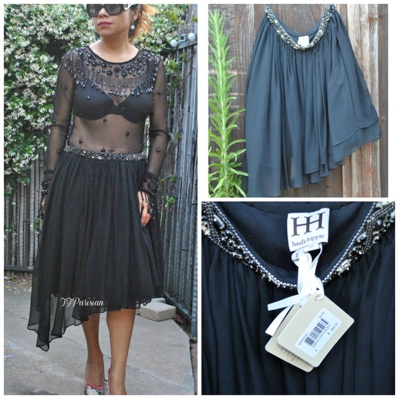 $695 Haute Hippie Asymmetrical Skirt 100% SILK-Made in the US - Picture 2 of 16